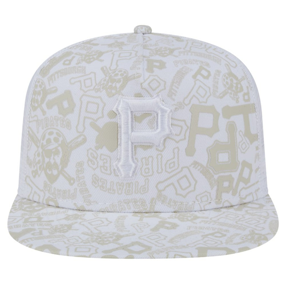 Pittsburgh Pirates Logo Dunes A-Frame Trucker 9FIFTY Snapback Hat White | New Era