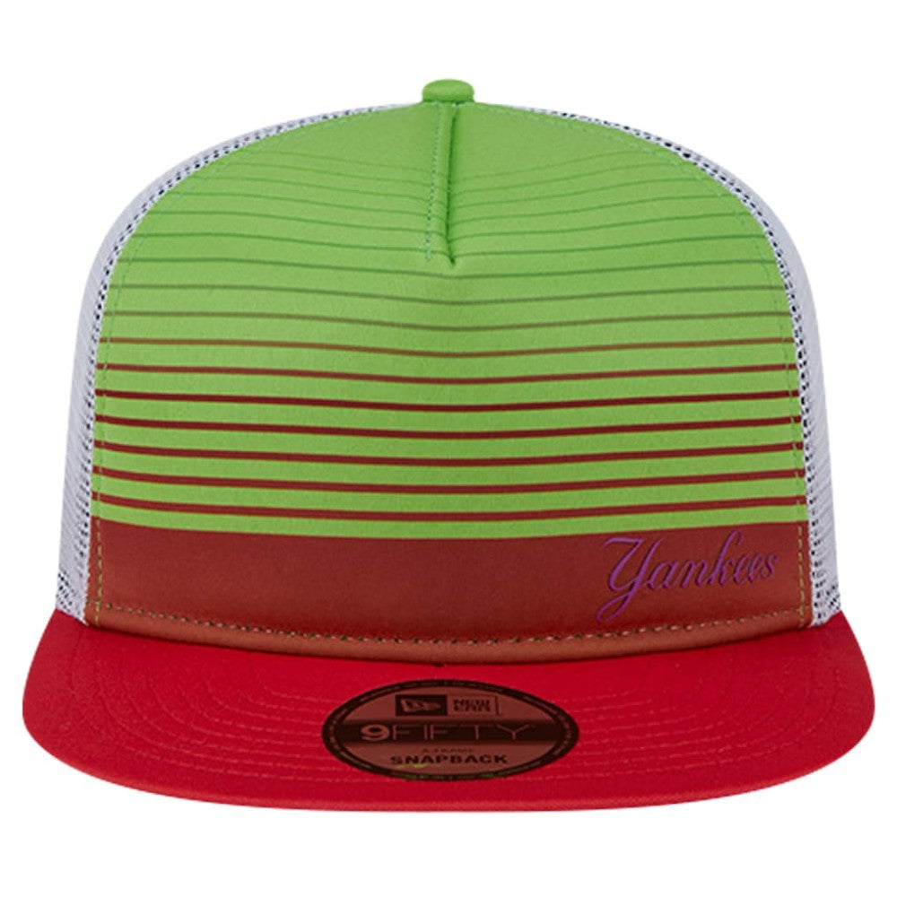 New York Yankees Neon Horizon A-Frame Trucker 9FIFTY Snapback Hat Red | New Era