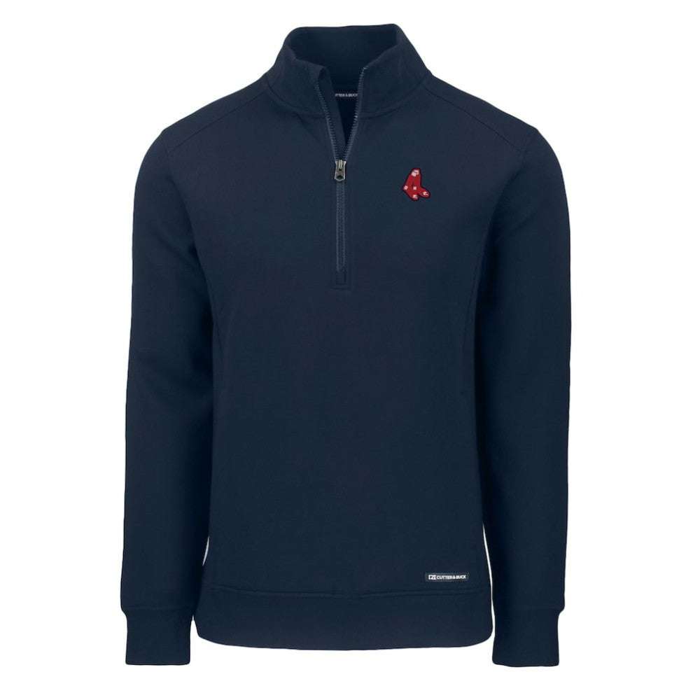 Boston Red Sox Cutter & Buck Cooperstown Collection Roam Eco Recycled Quarter-Zip Pullover Navy