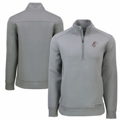 Cincinnati Reds Cutter & Buck Cooperstown Collection Roam Eco Recycled Quarter-Zip Pullover Gray