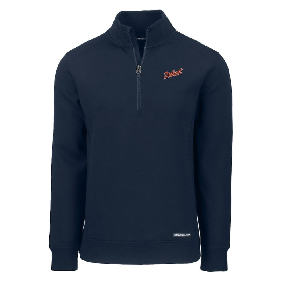 Detroit Tigers Cutter & Buck Cooperstown Collection Roam Eco Recycled Quarter-Zip Pullover Navy