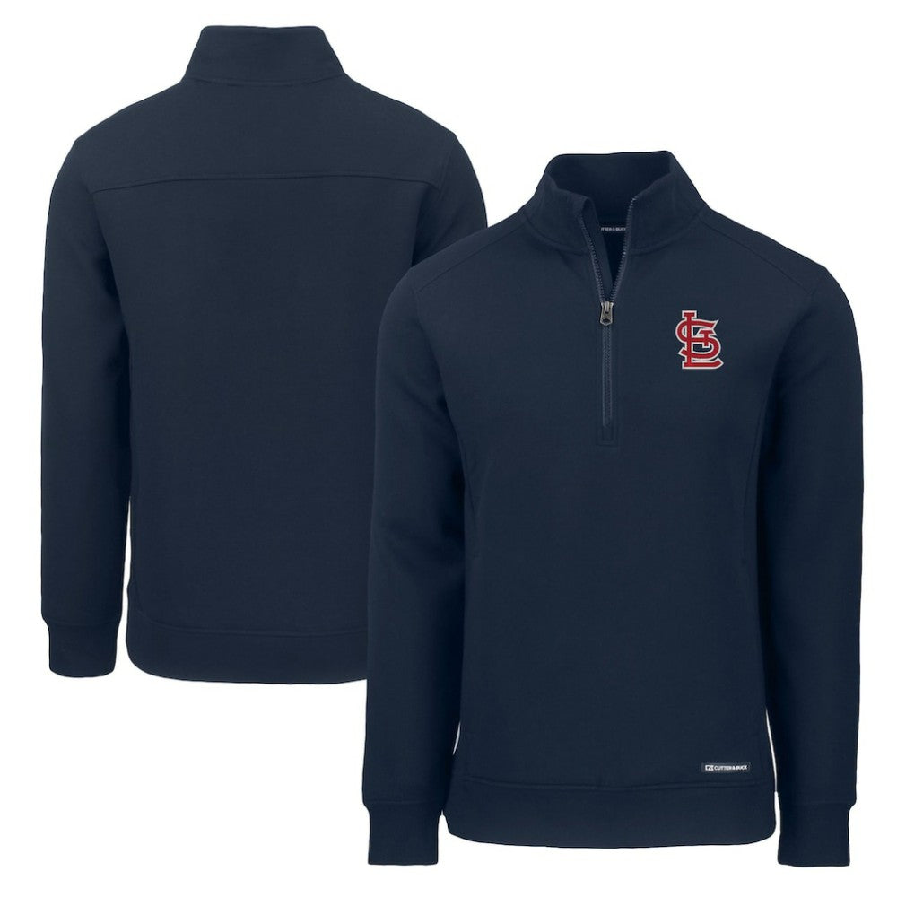 St. Louis Cardinals Cutter & Buck Cooperstown Collection Roam Eco Recycled Quarter-Zip Pullover Navy