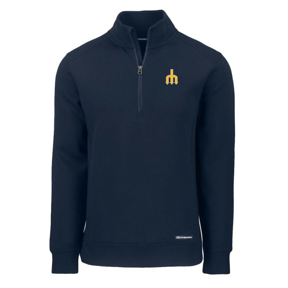 Seattle Mariners Cutter & Buck Cooperstown Collection Roam Eco Recycled Quarter-Zip Pullover Navy
