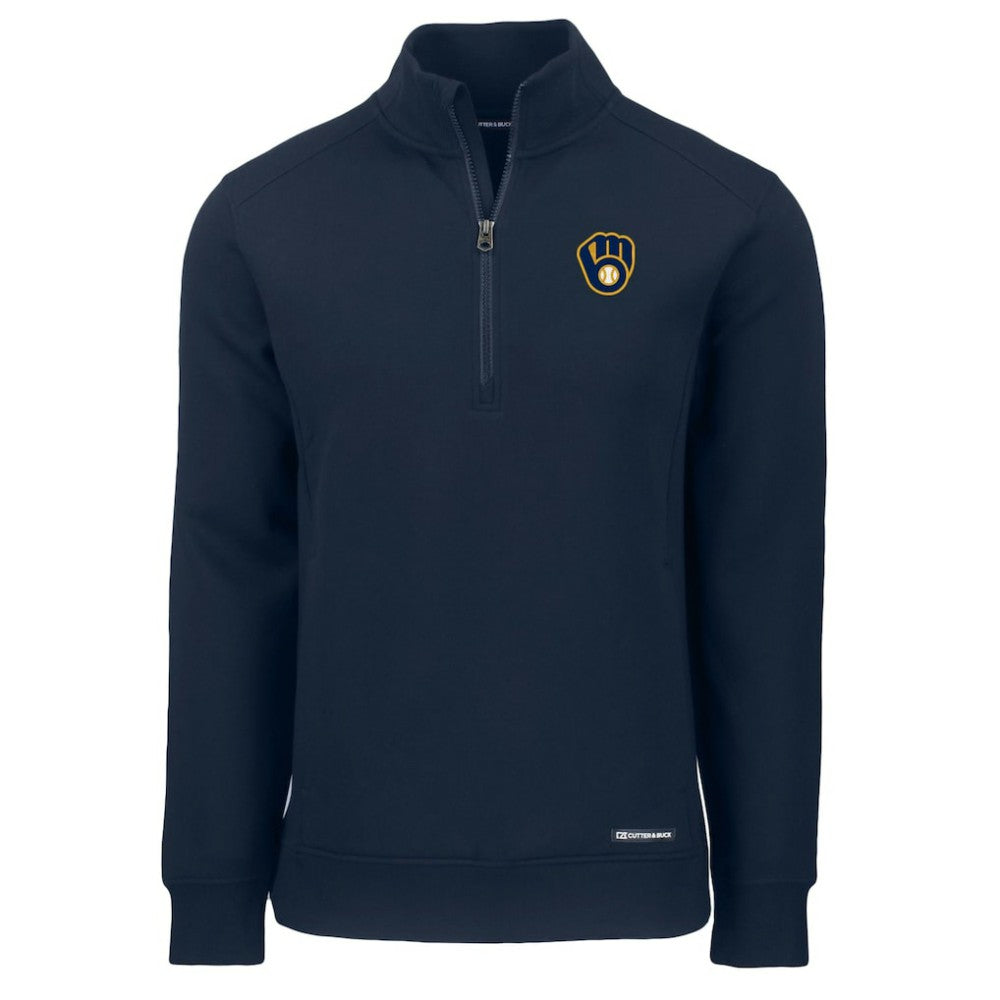 Milwaukee Brewers Cutter & Buck Roam Eco Recycled Quarter-Zip Pullover Navy