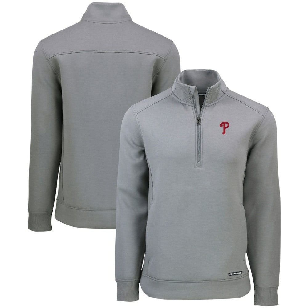 Philadelphia Phillies Cutter & Buck Roam Eco Recycled Quarter-Zip Pullover Gray