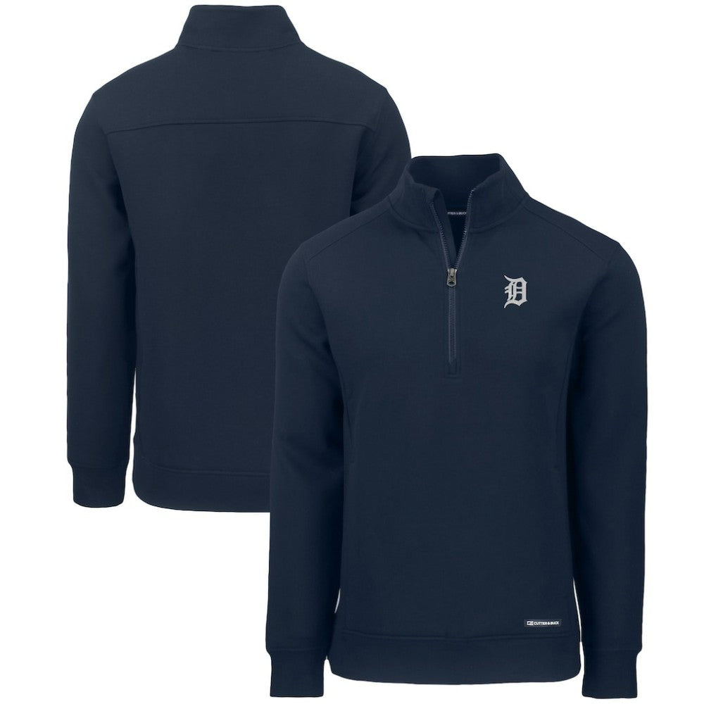 Detroit Tigers Cutter & Buck Roam Eco Recycled Quarter-Zip Pullover Navy