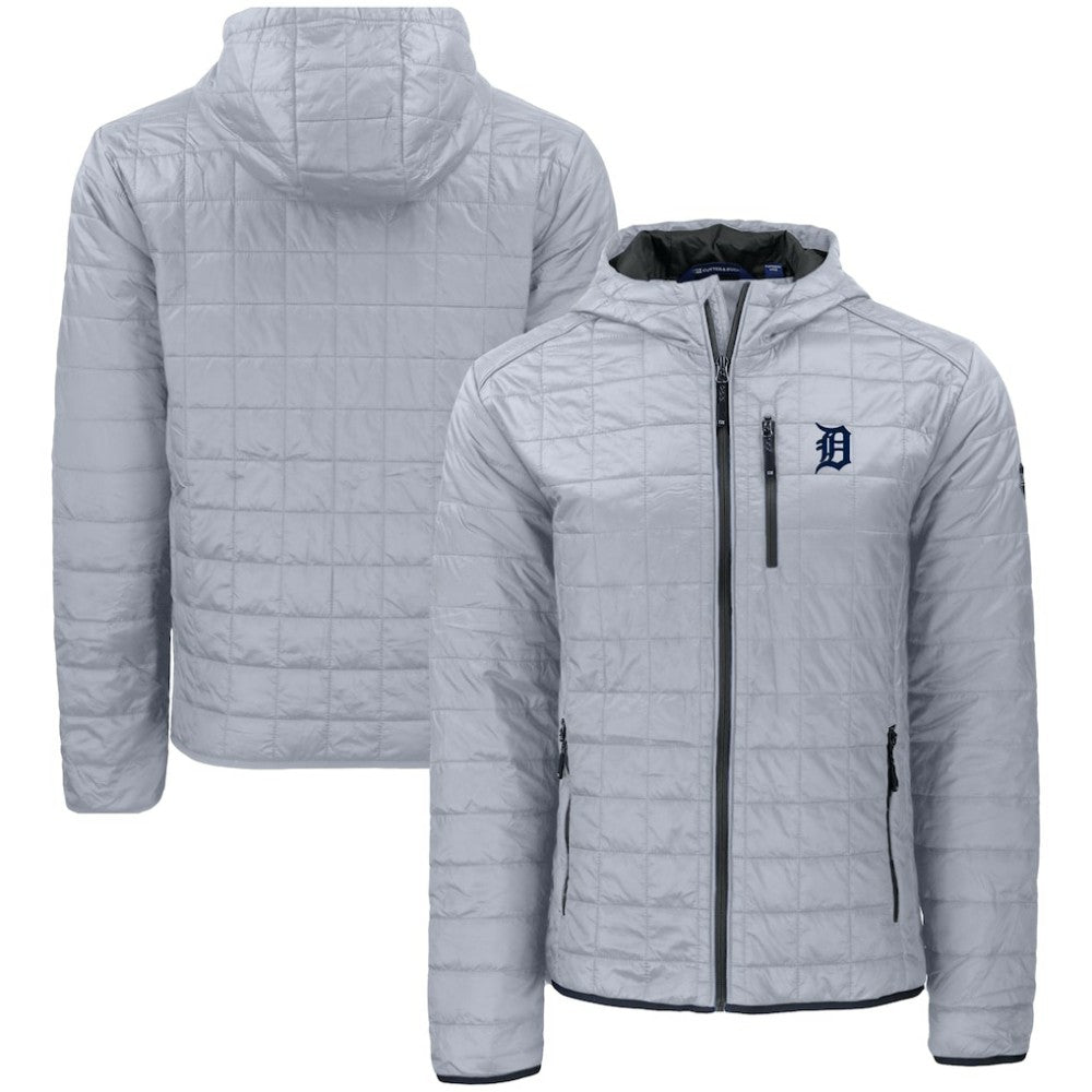 Detroit Tigers Cutter & Buck Rainier Primaloft Eco Full-Zip Hooded Jacket Gray