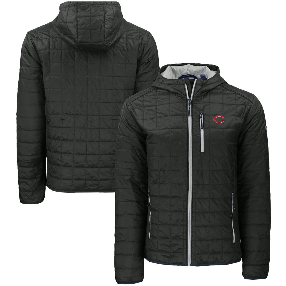 Cincinnati Reds Cutter & Buck Rainier Primaloft Eco Full-Zip Hooded Jacket Black