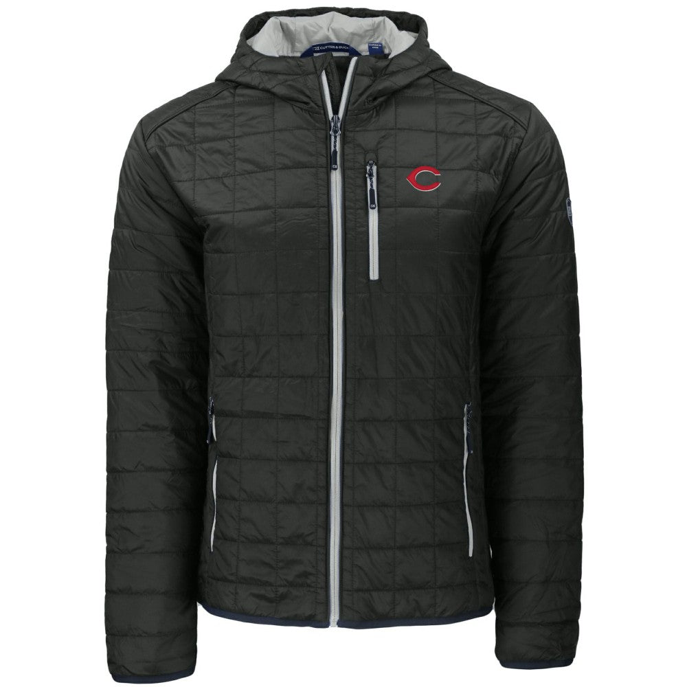 Cincinnati Reds Cutter & Buck Rainier Primaloft Eco Full-Zip Hooded Jacket Black