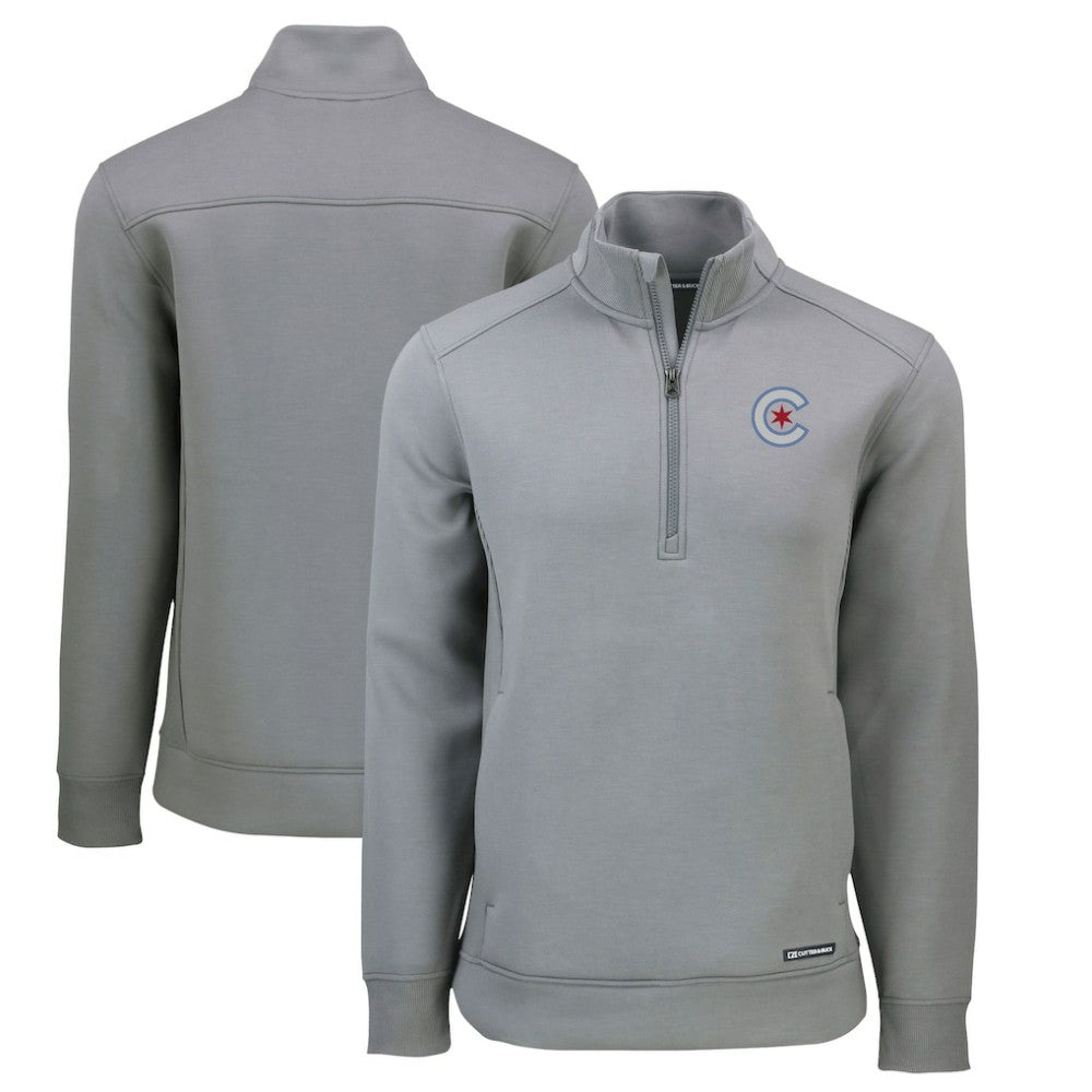 Chicago Cubs Cutter & Buck City Connect Roam Eco Recycled Quarter-Zip Pullover Gray