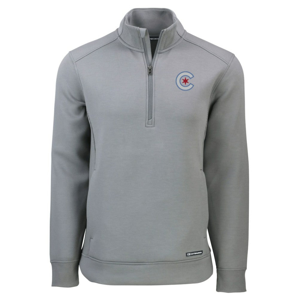 Chicago Cubs Cutter & Buck City Connect Roam Eco Recycled Quarter-Zip Pullover Gray