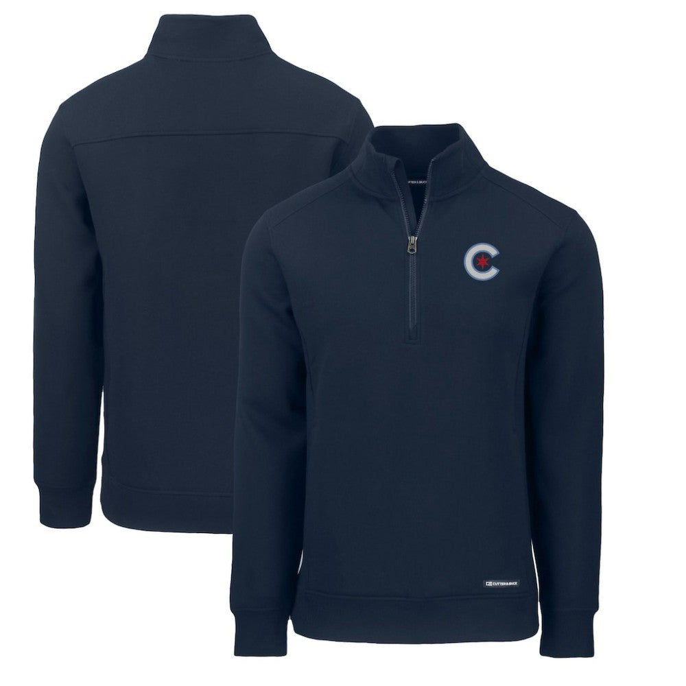 Chicago Cubs Cutter & Buck City Connect Roam Eco Recycled Quarter-Zip Pullover Navy