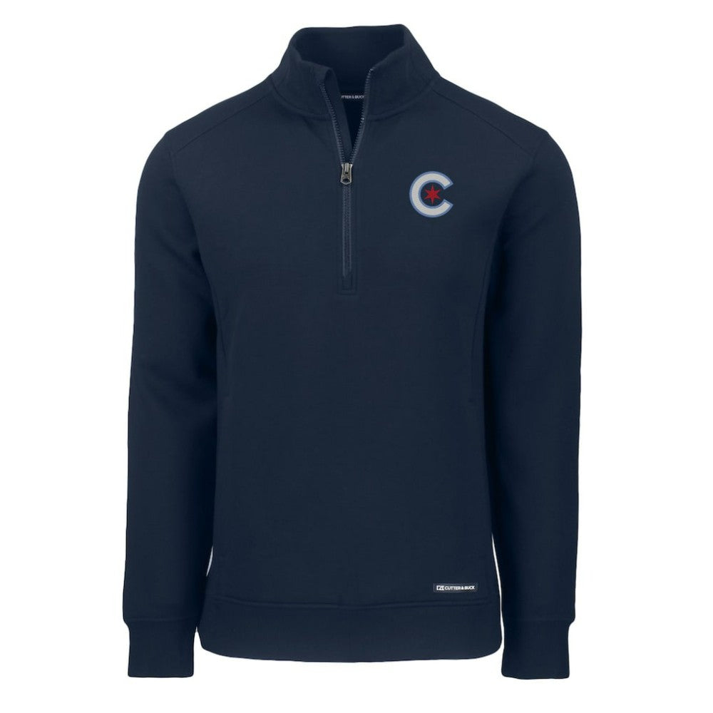 Chicago Cubs Cutter & Buck City Connect Roam Eco Recycled Quarter-Zip Pullover Navy