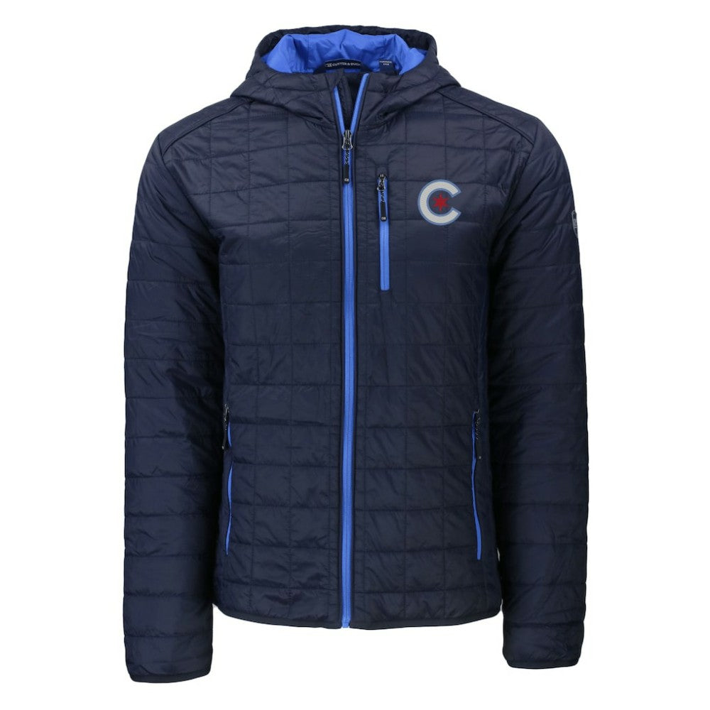 Chicago Cubs Cutter & Buck City Connect Rainier Primaloft Eco Full-Zip Hooded Jacket Navy