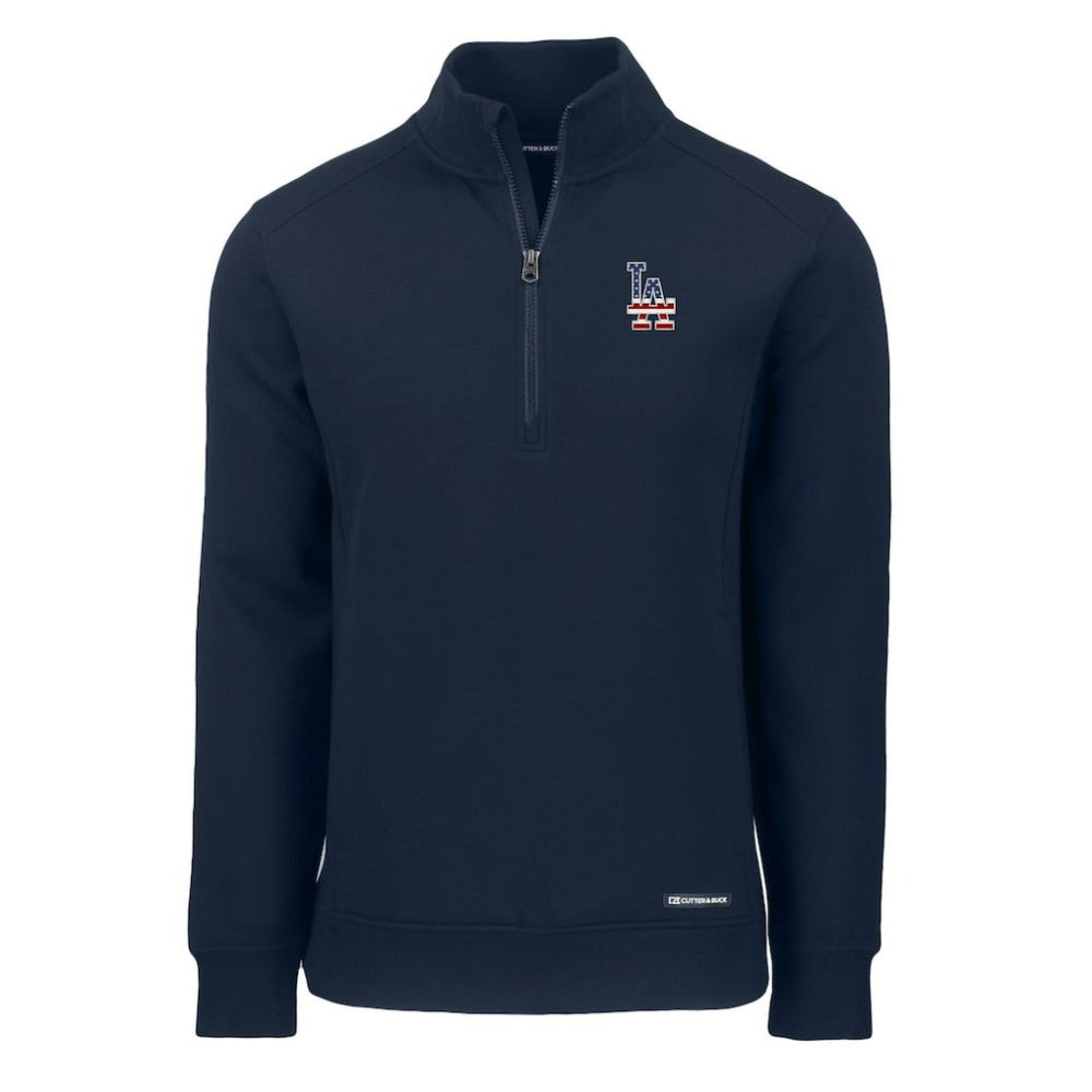 Los Angeles Dodgers Cutter & Buck Americana Roam Eco Recycled Quarter-Zip Sweatshirt Navy