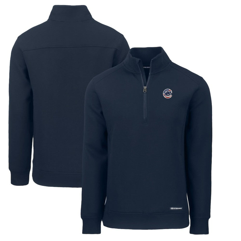 Chicago Cubs Cutter & Buck Americana Roam Eco Recycled Quarter-Zip Sweatshirt Navy