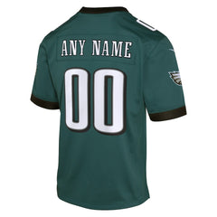 Philadelphia Eagles Youth Custom Game Jersey - Midnight Green