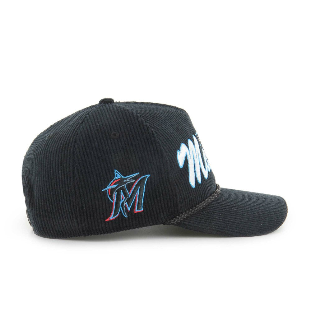 Miami Marlins Corduroy Hitch Adjustable Hat Black | 47 brand