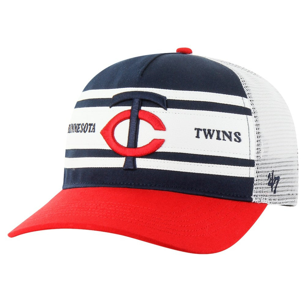 Minnesota Twins Gridiron Super Stripe Relaxed Trucker Hitch Adjustable Hat Navy | 47 brand