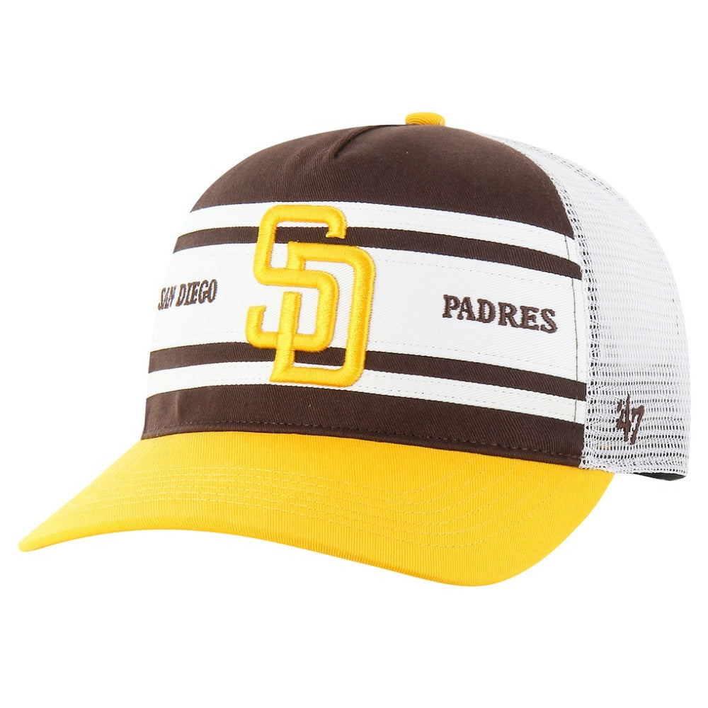 San Diego Padres Gridiron Super Stripe Relaxed Trucker Hitch Adjustable Hat Brown | 47 brand