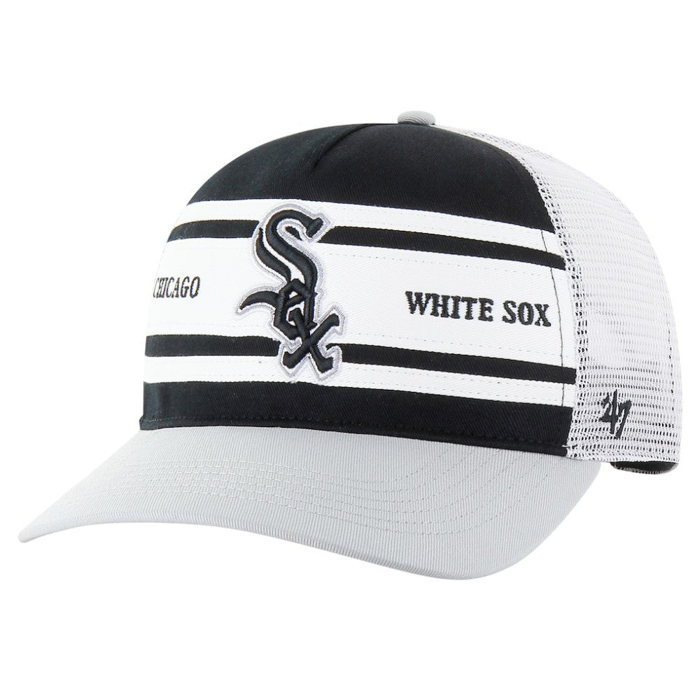Chicago White Sox Gridiron Super Stripe Relaxed Trucker Hitch Adjustable Hat Black | 47 brand