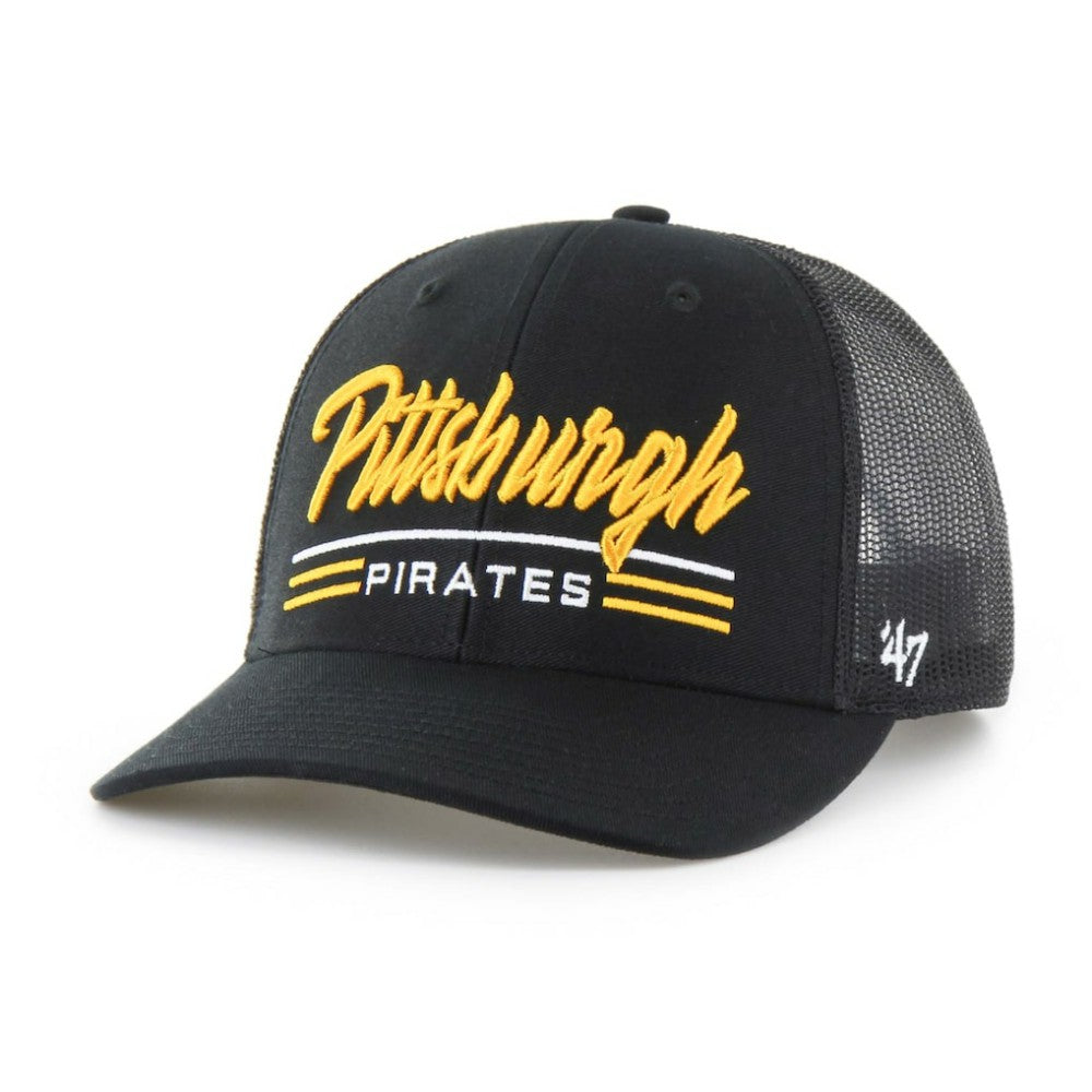 Pittsburgh Pirates Garner Trucker Adjustable Hat Black | 47 brand