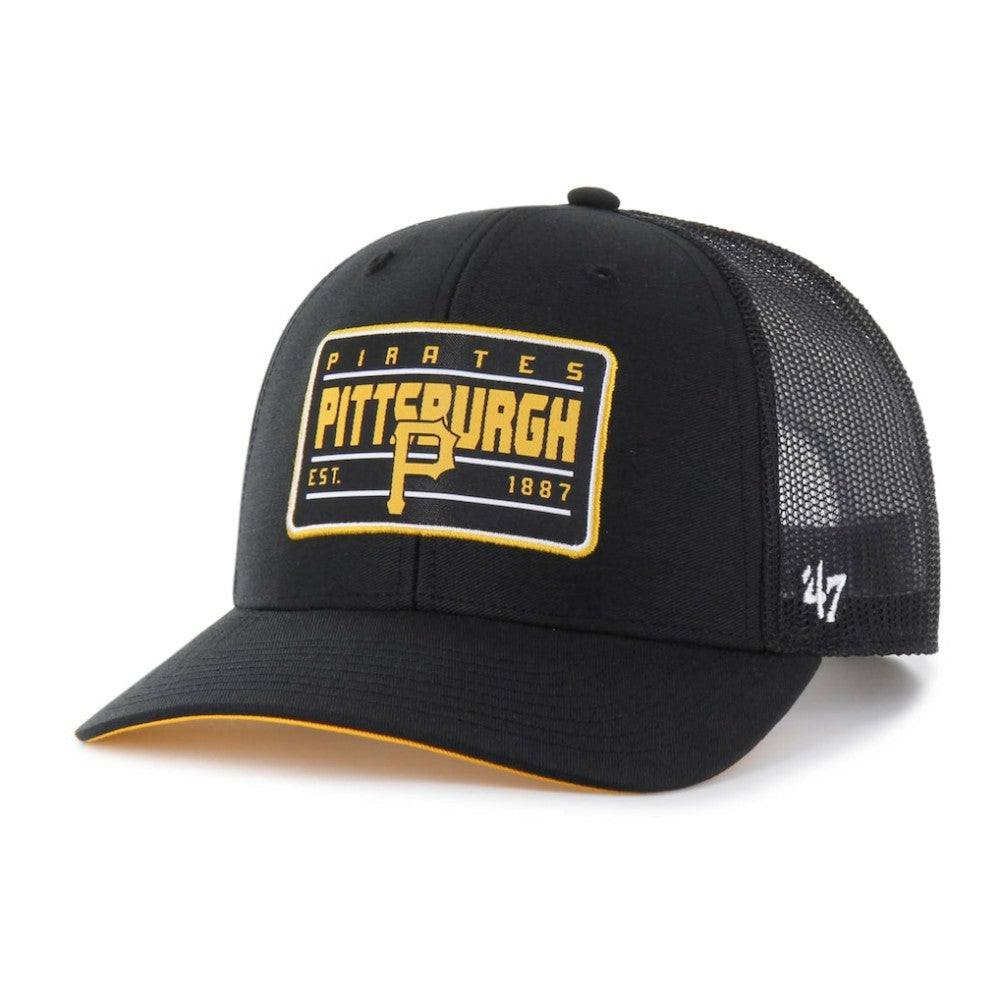 Pittsburgh Pirates Hardline Trucker Adjustable Hat Black | 47 brand