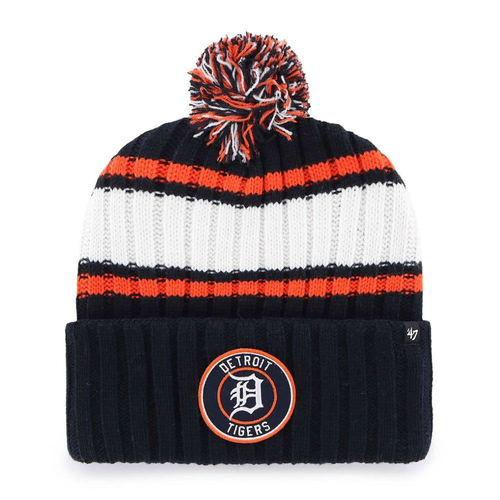 Detroit Tigers Plateau Cuffed Knit Hat with Pom Navy | 47 brand