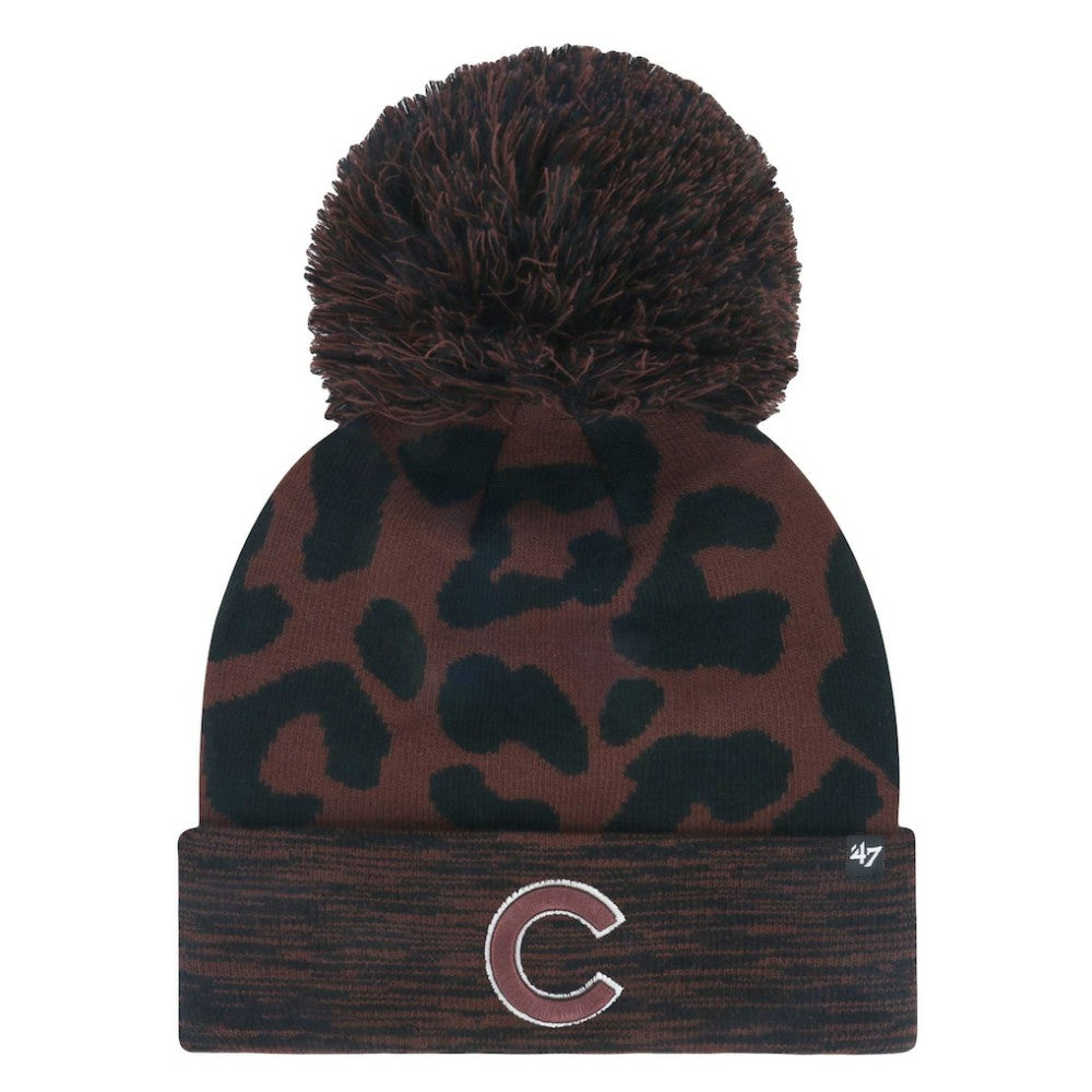 Chicago Cubs Women's Rosette Cuffed Knit Hat with Pom Brown | 47 brand