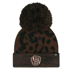 Milwaukee Brewers Women's Rosette Cuffed Knit Hat with Pom Brown | 47 brand