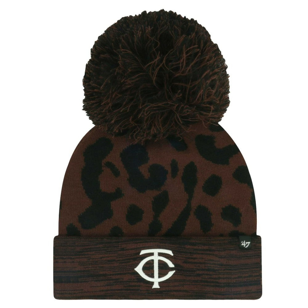 Minnesota Twins Women's Rosette Cuffed Knit Hat with Pom Brown | 47 brand