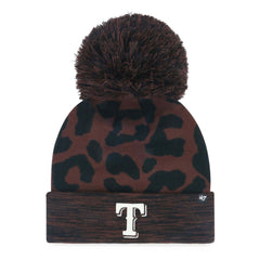 Texas Rangers Women's Rosette Cuffed Knit Hat with Pom Brown | 47 brand