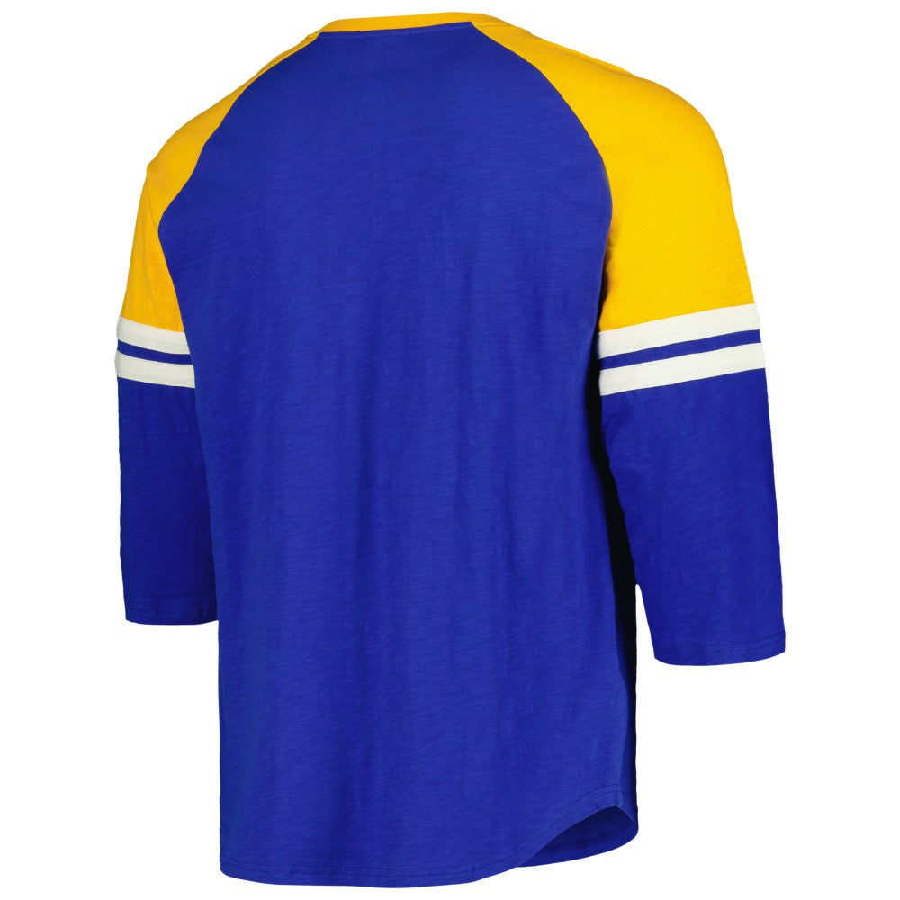 Milwaukee Brewers Cooperstown Collection Legendary Raglan Slub Henley 3/4-Sleeve T-Shirt Royal | Mitchell & Ness