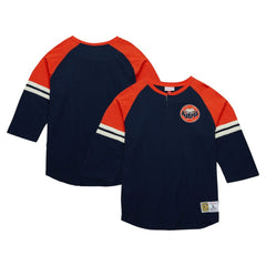 Houston Astros Cooperstown Collection Legendary Raglan Slub Henley 3/4-Sleeve T-Shirt Navy | Mitchell & Ness