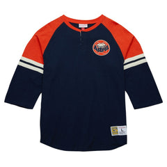 Houston Astros Cooperstown Collection Legendary Raglan Slub Henley 3/4-Sleeve T-Shirt Navy | Mitchell & Ness