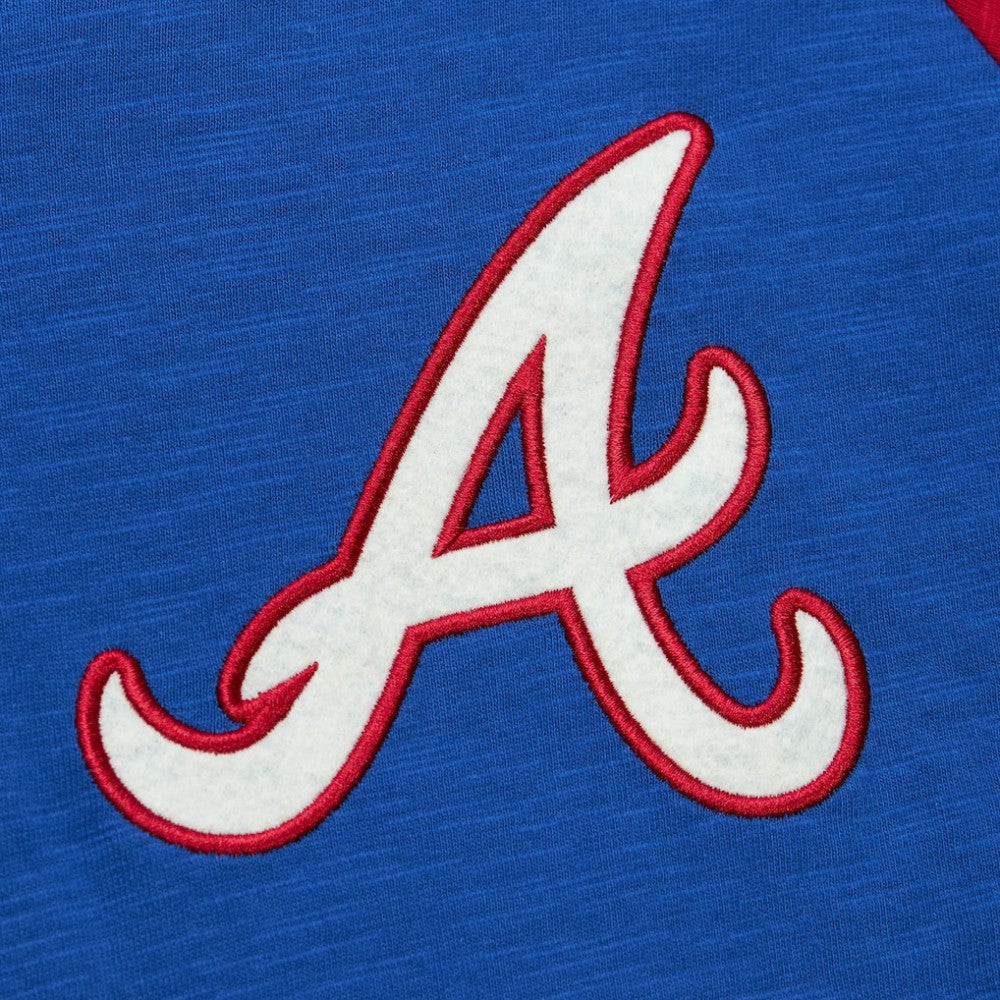 Atlanta Braves Cooperstown Collection Legendary Raglan Slub Henley 3/4-Sleeve T-Shirt Royal | Mitchell & Ness