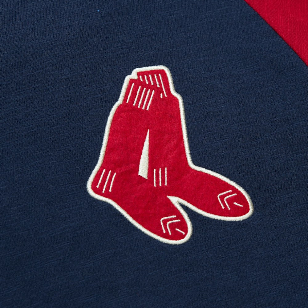 Boston Red Sox Cooperstown Collection Legendary Raglan Slub Henley 3/4-Sleeve T-Shirt Navy | Mitchell & Ness