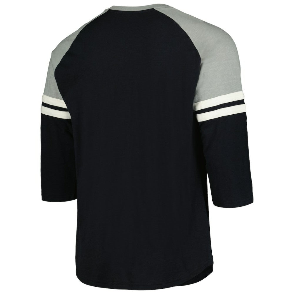 Chicago White Sox Cooperstown Collection Legendary Raglan Slub Henley 3/4-Sleeve T-Shirt Black | Mitchell & Ness