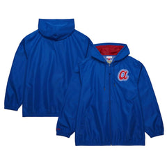 Atlanta Braves Cooperstown Collection Vintage Logo Full-Zip Hoodie Windbreaker Jacket Royal | Mitchell & Ness