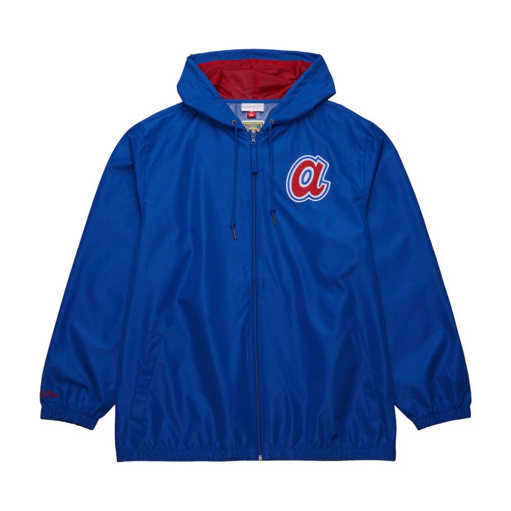 Atlanta Braves Cooperstown Collection Vintage Logo Full-Zip Hoodie Windbreaker Jacket Royal | Mitchell & Ness