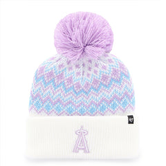 Los Angeles Angels Girls Youth Elsa Cuffed Knit Hat with Pom   White | 47 brand