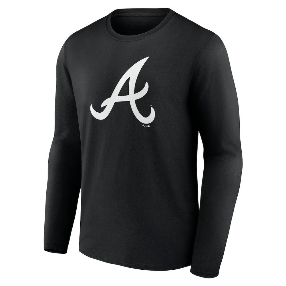 Atlanta Braves Monochrome Personalized Name & Number Long Sleeve T-Shirt Black