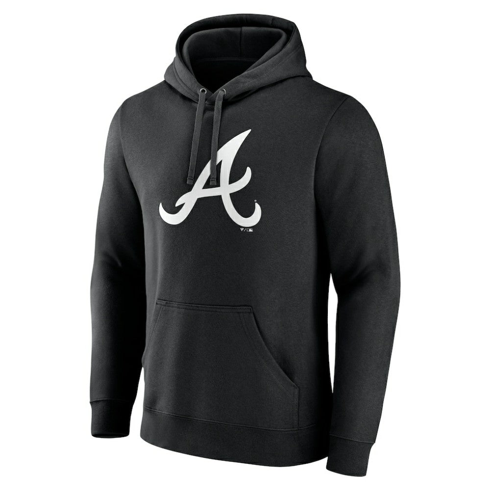 Atlanta Braves Monochrome Personalized Name & Number Pullover Hoodie Black