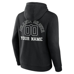 Atlanta Braves Monochrome Personalized Name & Number Pullover Hoodie Black