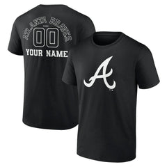Atlanta Braves Monochrome Personalized Name & Number T-Shirt Black