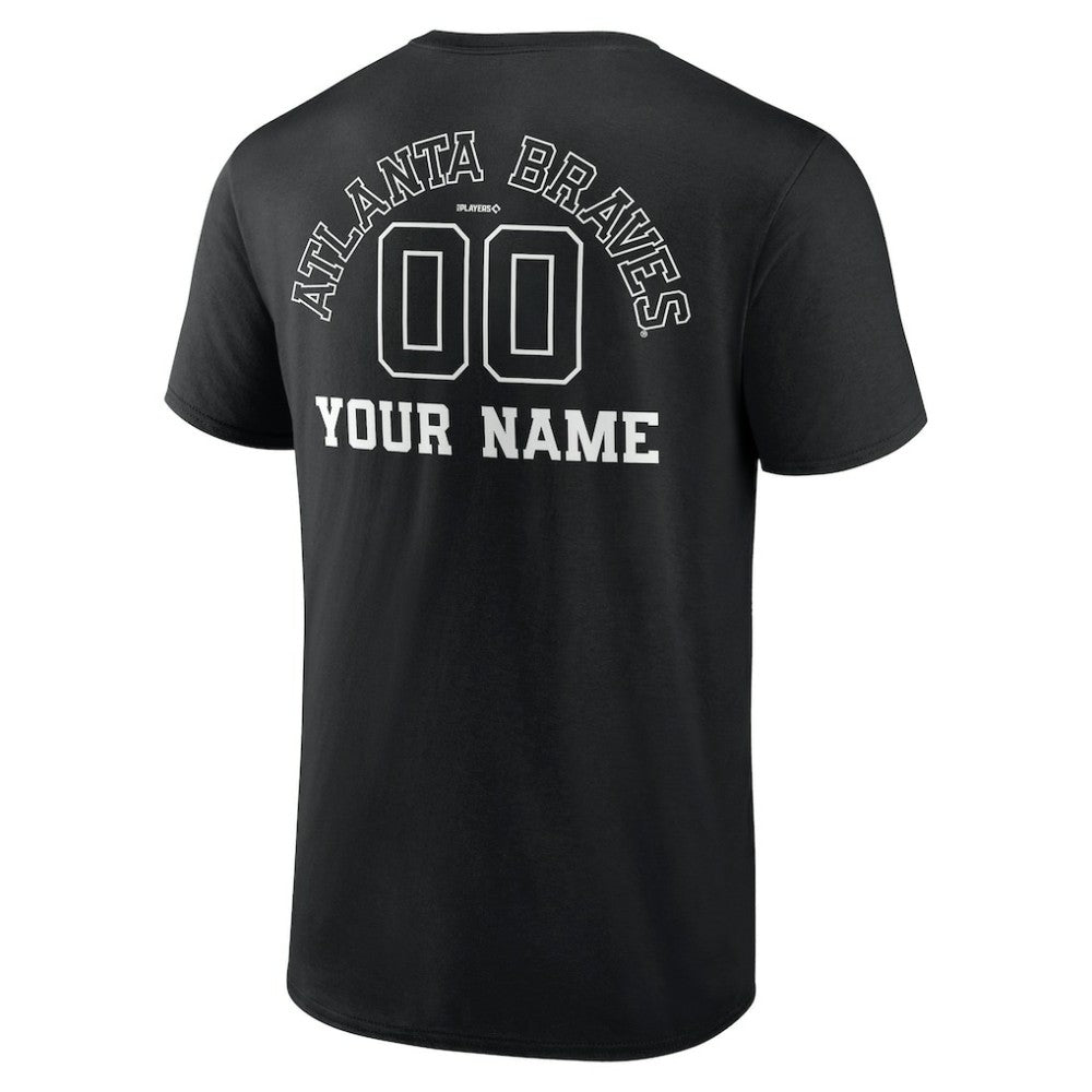 Atlanta Braves Monochrome Personalized Name & Number T-Shirt Black