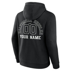 Baltimore Orioles Monochrome Personalized Name & Number Pullover Hoodie Black