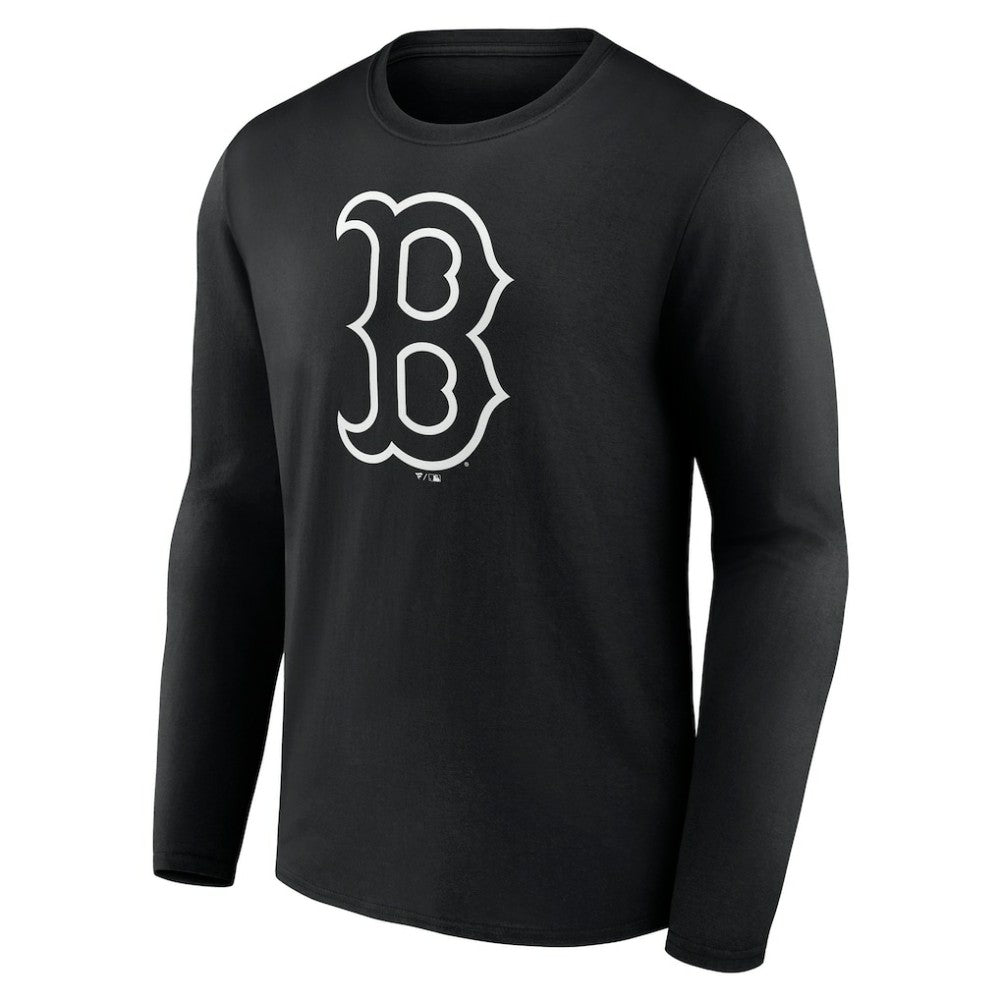 Boston Red Sox Monochrome Personalized Name & Number Long Sleeve T-Shirt Black
