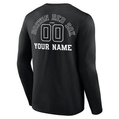 Boston Red Sox Monochrome Personalized Name & Number Long Sleeve T-Shirt Black