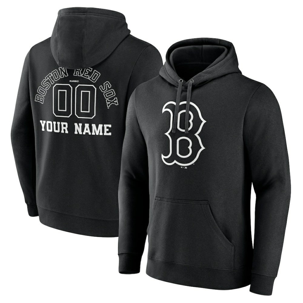 Boston Red Sox Monochrome Personalized Name & Number Pullover Hoodie Black